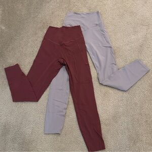Halara Softly Zero Crossover Pocket Leggings Red Mahogany & Steel Gray Leggings